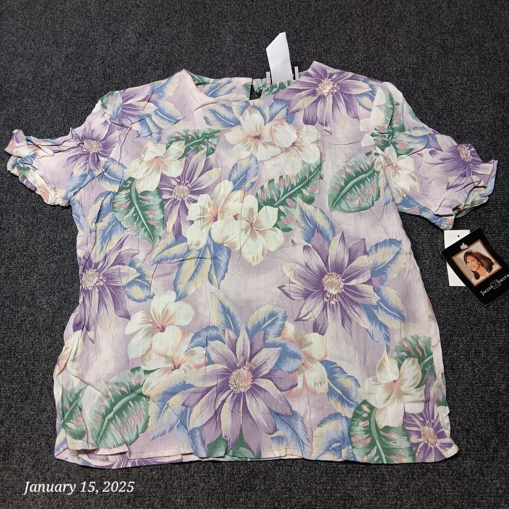 VTG NWT Jaclyn Smith Top Shirt Women Size Small Floral Print Spring‎ Classic